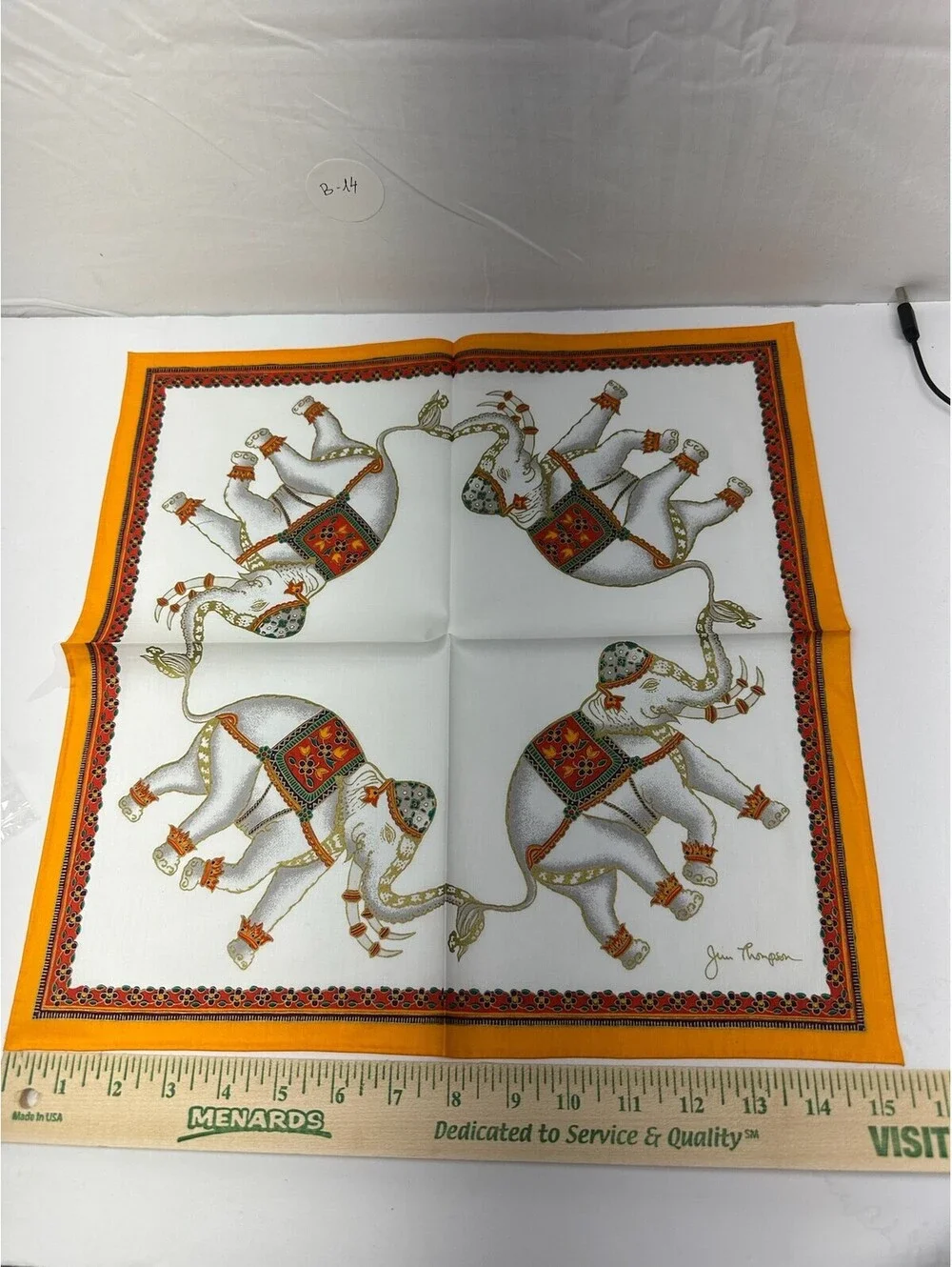 New Jim Thompson‎ Elephant Print Voile Napkin Storage Location Number: B-14